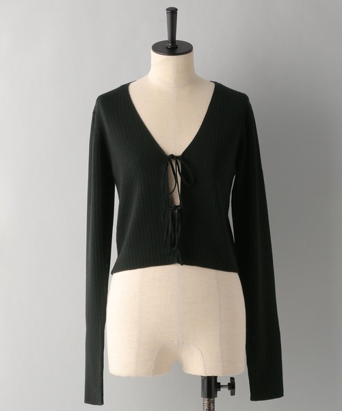 A part by(アパートバイ)の「【e/rm】シルクコンカーディガン(カーディガン/ボレロ・レディース・その他/ボルドー/ブラック・FREE)」の2枚目の写真