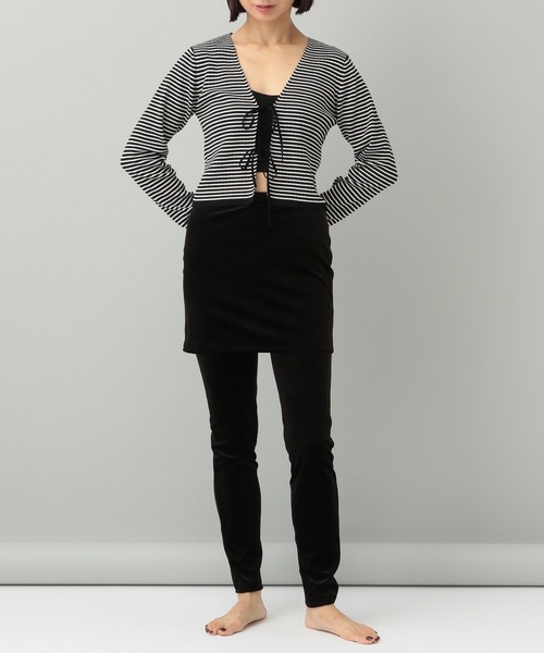 A part by(アパートバイ)の「【e/rm】シルクコンカーディガン(カーディガン/ボレロ・レディース・その他/ボルドー/ブラック・FREE)」の4枚目の写真