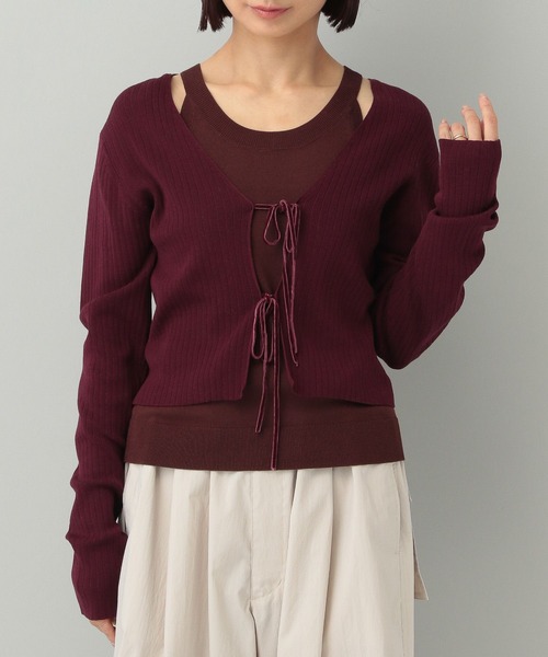 A part by(アパートバイ)の「【e/rm】シルクコンカーディガン(カーディガン/ボレロ・レディース・その他/ボルドー/ブラック・FREE)」の20枚目の写真