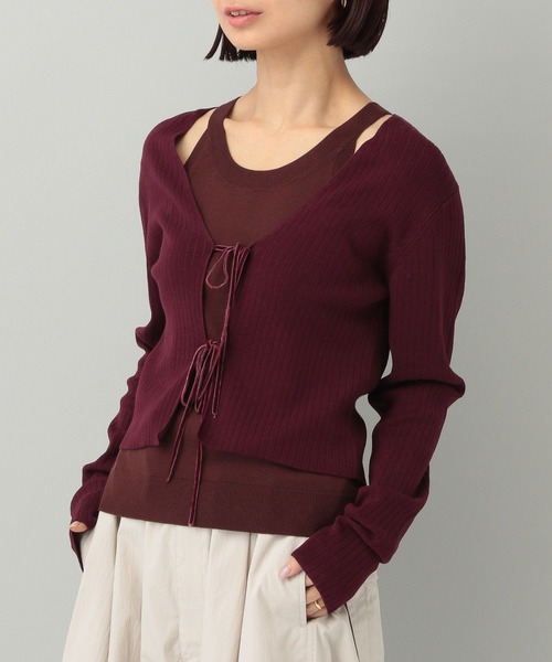 A part by(アパートバイ)の「【e/rm】シルクコンカーディガン(カーディガン/ボレロ・レディース・その他/ボルドー/ブラック・FREE)」の21枚目の写真