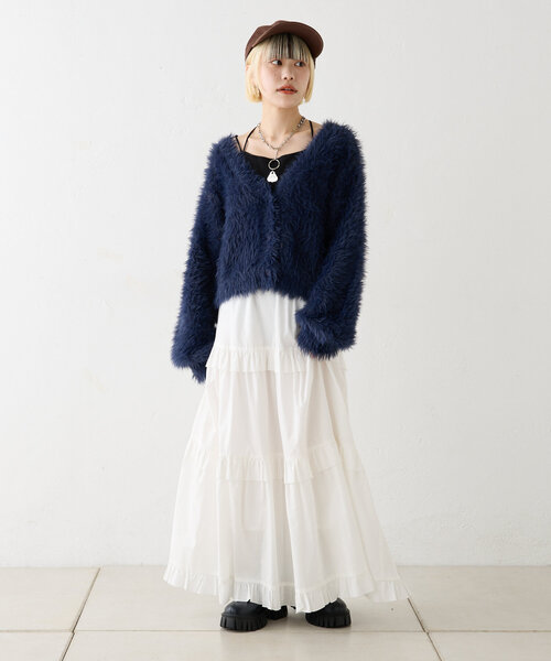 w closet（ダブルクローゼット）の「ティアードロングスカート（スカート・レディース・オフホワイト/ブラック/ブラウン・FREE）」の6枚目の写真