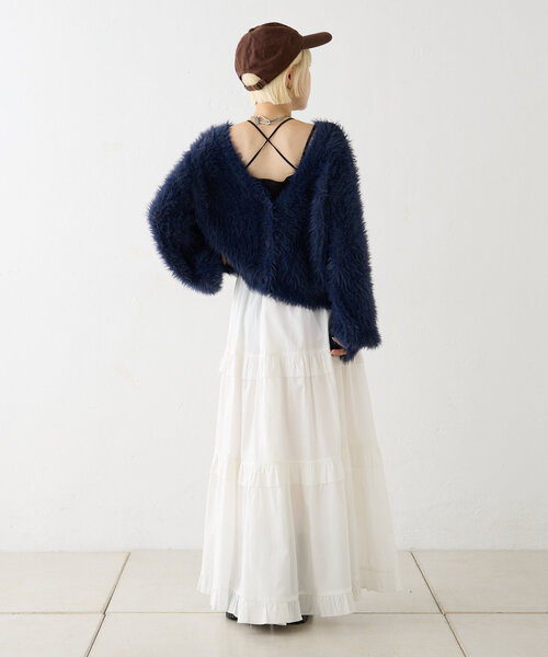 w closet（ダブルクローゼット）の「ティアードロングスカート（スカート・レディース・オフホワイト/ブラック/ブラウン・FREE）」の7枚目の写真