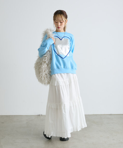 w closet（ダブルクローゼット）の「ティアードロングスカート（スカート・レディース・オフホワイト/ブラック/ブラウン・FREE）」の10枚目の写真