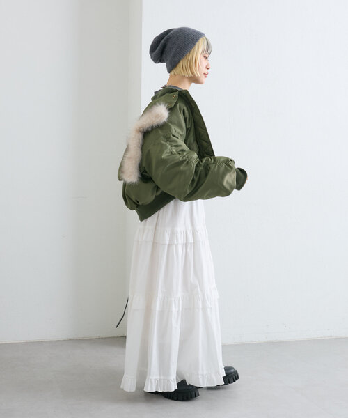 w closet（ダブルクローゼット）の「ティアードロングスカート（スカート・レディース・オフホワイト/ブラック/ブラウン・FREE）」の13枚目の写真