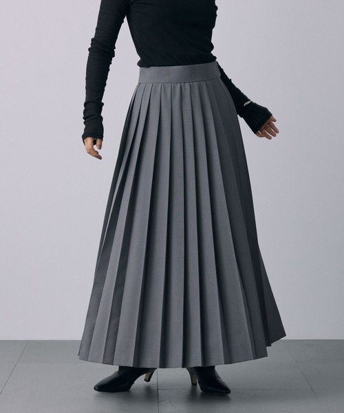 BABYLONE（バビロン）の「プリーツスリットスカート（スカート・レディース・ブラウン/チャコール・38inch/36inch）」の2枚目の写真