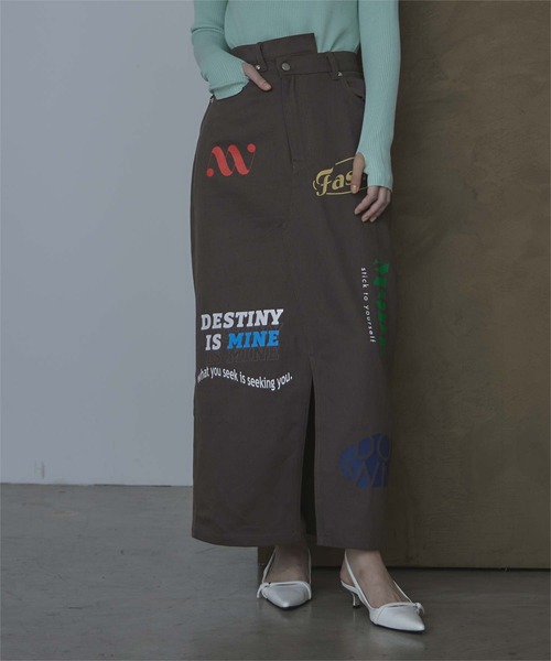 アシメデザインプリントツイルスカート（スカート）｜miette（ミエット）