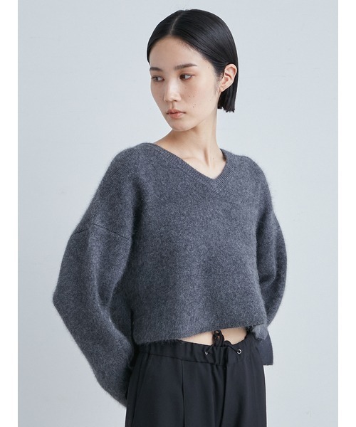 MIESROHE（ミースロエ）の「シャギーＶネックワイドニット（ニット/セーター・レディース・チャコールグレー/レッド/ホワイト・FREE）」の12枚目の写真