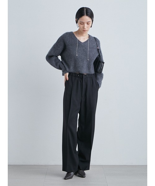 MIESROHE（ミースロエ）の「シャギーＶネックワイドニット（ニット/セーター・レディース・チャコールグレー/レッド/ホワイト・FREE）」の14枚目の写真