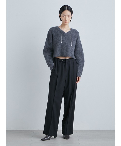 MIESROHE（ミースロエ）の「シャギーＶネックワイドニット（ニット/セーター・レディース・チャコールグレー/レッド/ホワイト・FREE）」の17枚目の写真