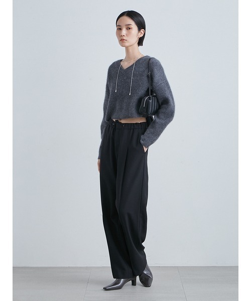 MIESROHE（ミースロエ）の「シャギーＶネックワイドニット（ニット/セーター・レディース・チャコールグレー/レッド/ホワイト・FREE）」の18枚目の写真