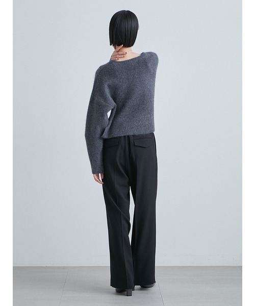 MIESROHE（ミースロエ）の「シャギーＶネックワイドニット（ニット/セーター・レディース・チャコールグレー/レッド/ホワイト・FREE）」の7枚目の写真