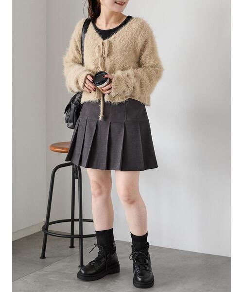 ehka sopo（エヘカソポ）の「切替プリーツミニスカート（スカート・レディース・チャコールグレー/ブラック/ベージュ・F）」の3枚目の写真