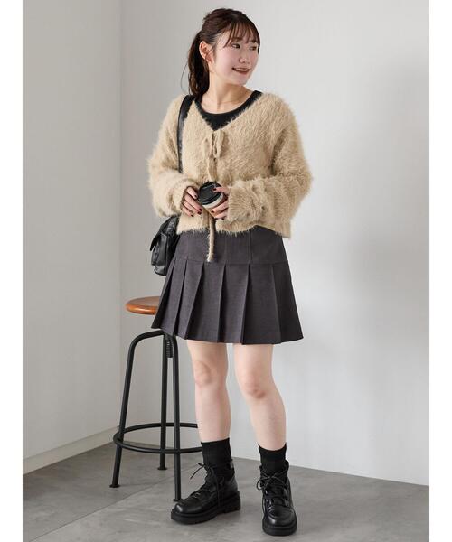 ehka sopo（エヘカソポ）の「切替プリーツミニスカート（スカート・レディース・チャコールグレー/ブラック/ベージュ・F）」の6枚目の写真