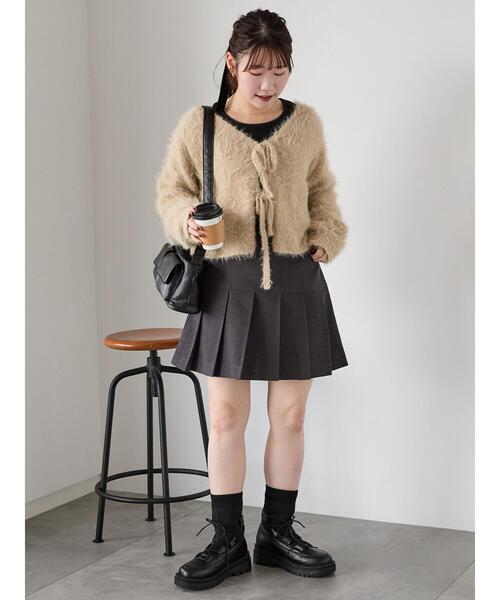 ehka sopo（エヘカソポ）の「切替プリーツミニスカート（スカート・レディース・チャコールグレー/ブラック/ベージュ・F）」の7枚目の写真