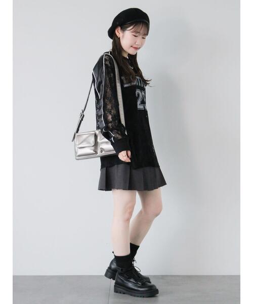 ehka sopo（エヘカソポ）の「切替プリーツミニスカート（スカート・レディース・チャコールグレー/ブラック/ベージュ・F）」の13枚目の写真