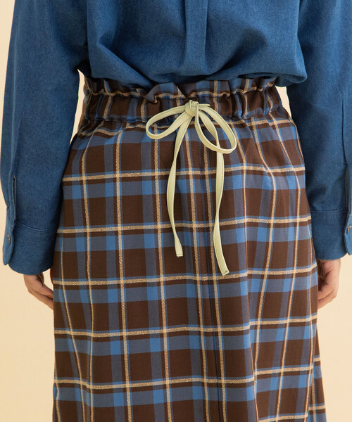 POU DOU DOU（プードゥドゥ）の「タータンチェックラップスカート（スカート・レディース・ダークブラウン/ネイビー・M）」の11枚目の写真