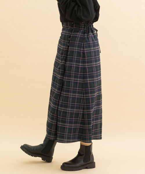 POU DOU DOU（プードゥドゥ）の「タータンチェックラップスカート（スカート・レディース・ダークブラウン/ネイビー・M）」の16枚目の写真