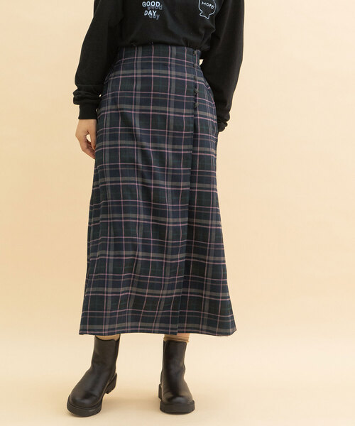 POU DOU DOU（プードゥドゥ）の「タータンチェックラップスカート（スカート・レディース・ダークブラウン/ネイビー・M）」の17枚目の写真