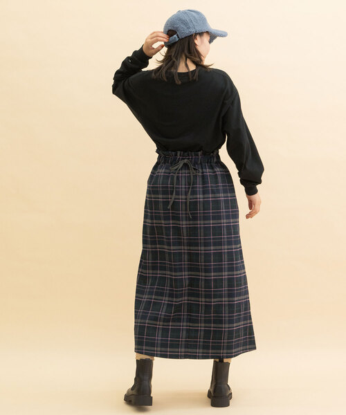 POU DOU DOU（プードゥドゥ）の「タータンチェックラップスカート（スカート・レディース・ダークブラウン/ネイビー・M）」の22枚目の写真