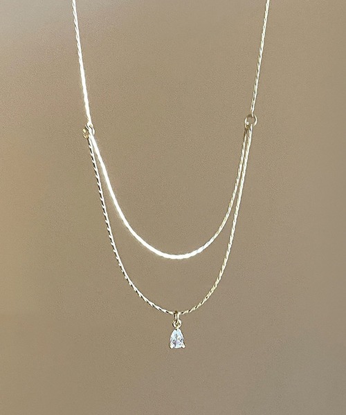 LA VORAGINE（ラ ヴォラジネ）の「2連ジルコンネックレス（ネックレス・レディース・シルバー/ゴールド・FREE）」の3枚目の写真