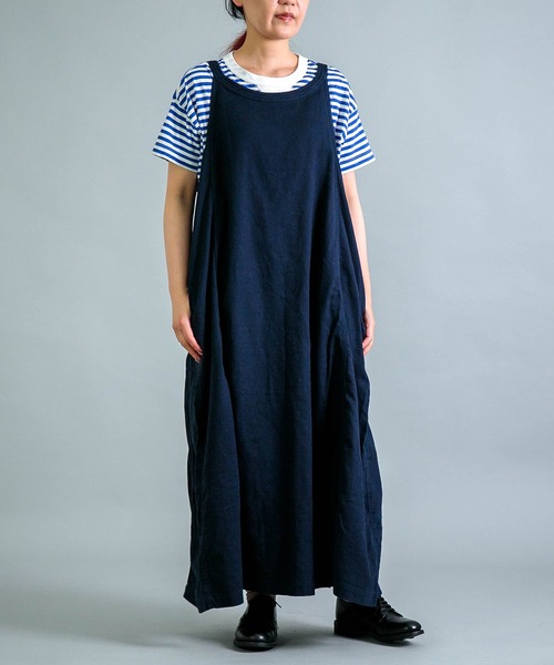 OMNIGOD（オムニゴッド）の「[OMNIGOD womens / オムニゴッド] ツイル スリーブレスドレス（ジャンパースカート・レディース・ネイビー/チャコールグレー/ホワイト/ピンク・FREE）」の3枚目の写真