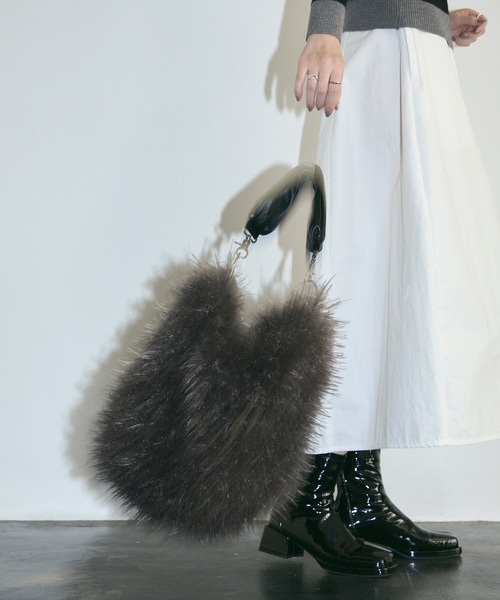 トートバッグ YOUHEE 2COLORS YOUHEE FUR TOTE BAG ブラック（黒）系 YOUHEE(ユヒ) トートバッグ(レディース