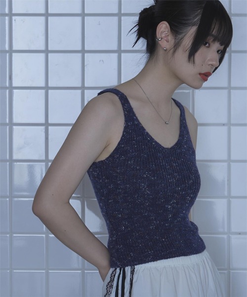 miette（ミエット）の「ミックスヤーンインナータンクセットニットカーディガン（カーディガン/ボレロ・レディース・アイボリー/ライトグリーン/ネイビー・FREE）」の9枚目の写真