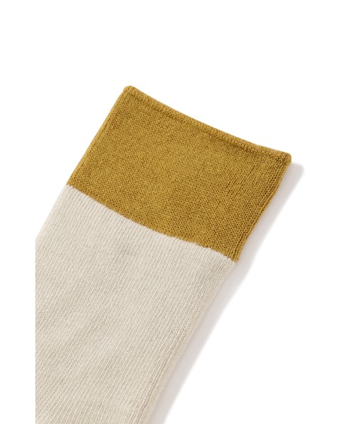 MHL.（エムエイチエル）の「DOUBLE LAYERED SOCK（ソックス/靴下・メンズ・ブルー/オフホワイト/ダークブラウン・FREE）」の4枚目の写真