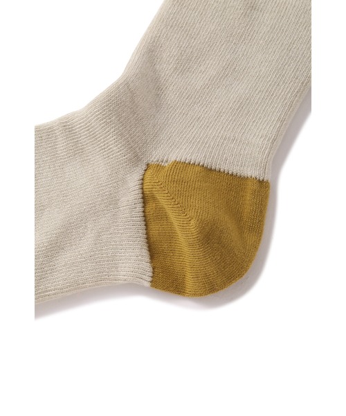 MHL.（エムエイチエル）の「DOUBLE LAYERED SOCK（ソックス/靴下・メンズ・ブルー/オフホワイト/ダークブラウン・FREE）」の5枚目の写真