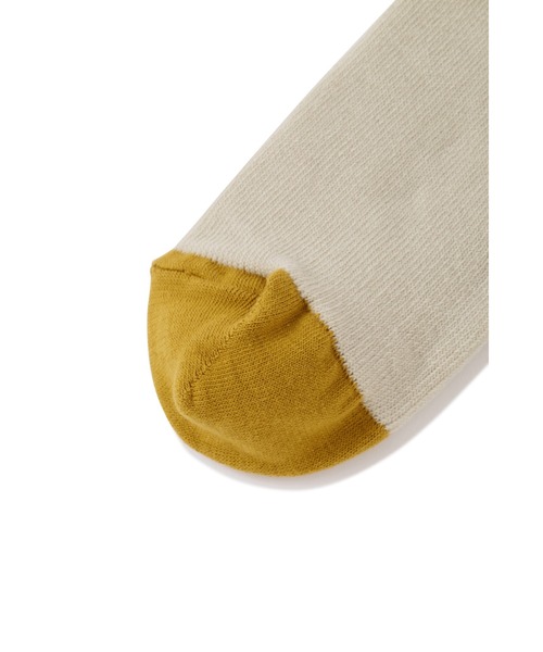 MHL.（エムエイチエル）の「DOUBLE LAYERED SOCK（ソックス/靴下・メンズ・ブルー/オフホワイト/ダークブラウン・FREE）」の6枚目の写真