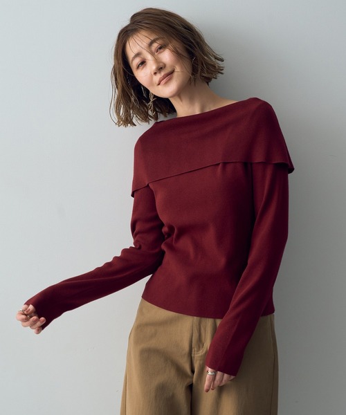 YECCA VECCA（イェッカヴェッカ）の「オフショルニット（ニット/セーター・レディース・ラベンダー/ブラック/アイボリー/レッド・FREE）」の4枚目の写真