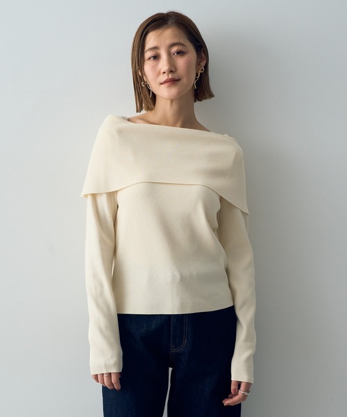 YECCA VECCA（イェッカヴェッカ）の「オフショルニット（ニット/セーター・レディース・ラベンダー/ブラック/アイボリー/レッド・FREE）」の2枚目の写真