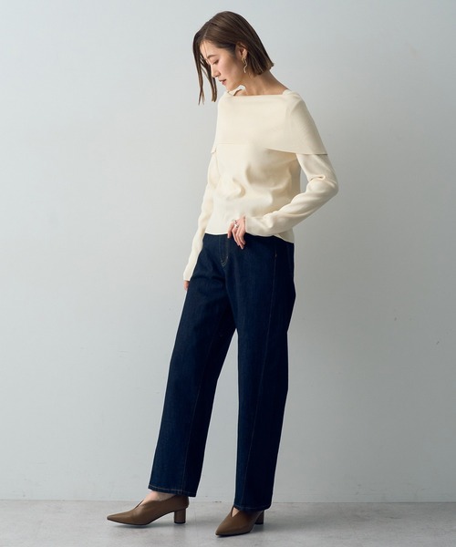 YECCA VECCA（イェッカヴェッカ）の「オフショルニット（ニット/セーター・レディース・ラベンダー/ブラック/アイボリー/レッド・FREE）」の5枚目の写真