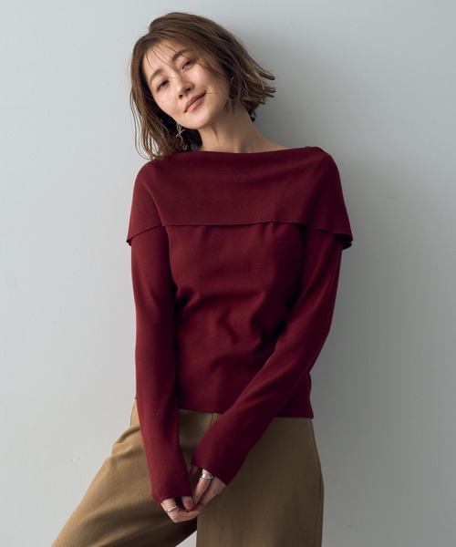 YECCA VECCA（イェッカヴェッカ）の「オフショルニット（ニット/セーター・レディース・ラベンダー/ブラック/アイボリー/レッド・FREE）」の17枚目の写真