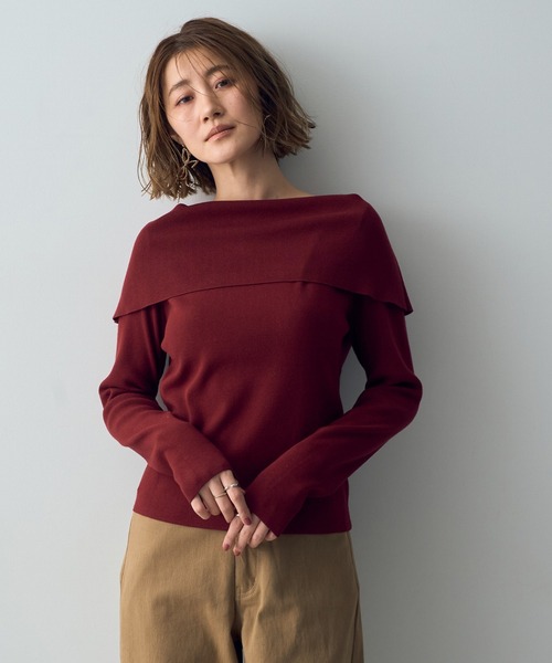 YECCA VECCA（イェッカヴェッカ）の「オフショルニット（ニット/セーター・レディース・ラベンダー/ブラック/アイボリー/レッド・FREE）」の18枚目の写真