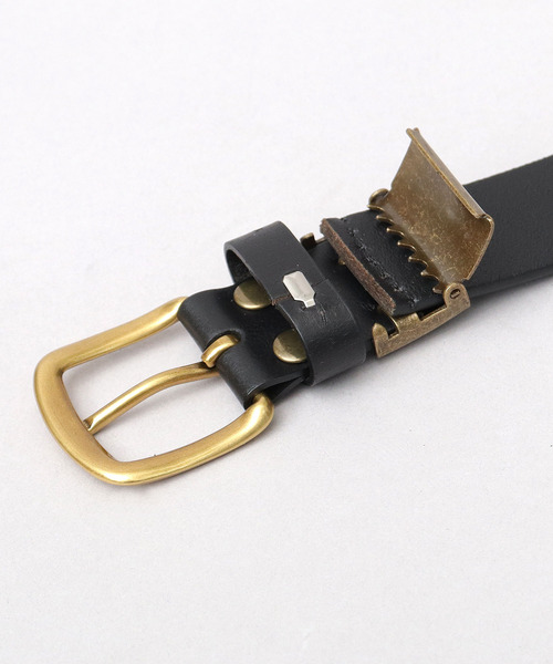 本革 ゴールドスクエアバックル レザーナローベルト 30mm（ベルト