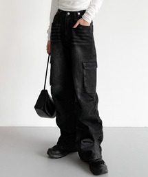 callautia | サイドギャザーデニムカーゴパンツ(デニムパンツ)