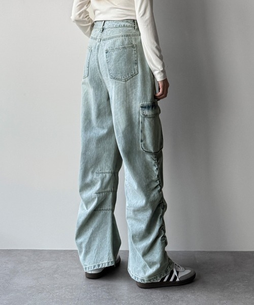 callautia（カラウティア）の「サイドギャザーデニムカーゴパンツ（デニムパンツ・レディース・ブラック/ライトブルー/ブルー・LARGE/MEDIUM/SMALL）」の18枚目の写真
