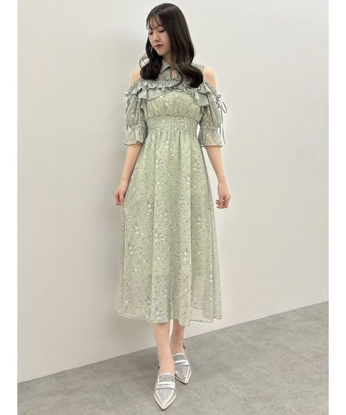 セール】2WAYショルダーフラワーラッフルワンピース（ワンピース