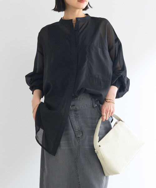 【新品タグ付き】セール！un dix cors シアーオーバーシャツ セール】シアーオーバーシャツ（シャツ/ブラウス）｜un dix cors