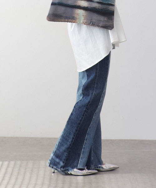 Three Four Time(スリーフォータイム)の「配色デニムパンツ(デニムパンツ・レディース・インディゴブルー・S/M)」の3枚目の写真