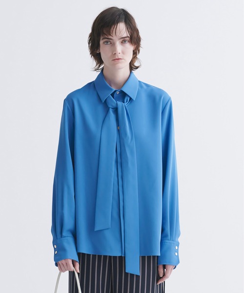 CULLNI(クルニ)の「Dry Karsey Bow Tie Long Sleeve Shirt(シャツ/ブラウス・メンズ・ホワイト/グリーン/ブルー/ブラック/ブルーグレー・0/1/2)」の5枚目の写真