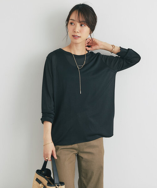un dix cors（アンディコール）の「《ヘルシーな透け感》ラメシアーロンT（Tシャツ/カットソー・レディース・シルバー/ブラック/ベージュ・FREE）」の14枚目の写真