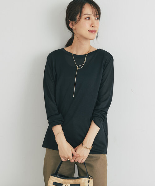 un dix cors（アンディコール）の「《ヘルシーな透け感》ラメシアーロンT（Tシャツ/カットソー・レディース・シルバー/ブラック/ベージュ・FREE）」の15枚目の写真