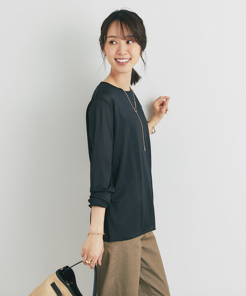 un dix cors（アンディコール）の「《ヘルシーな透け感》ラメシアーロンT（Tシャツ/カットソー・レディース・シルバー/ブラック/ベージュ・FREE）」の16枚目の写真