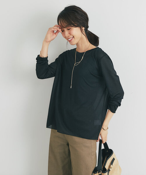 un dix cors（アンディコール）の「《ヘルシーな透け感》ラメシアーロンT（Tシャツ/カットソー・レディース・シルバー/ブラック/ベージュ・FREE）」の18枚目の写真