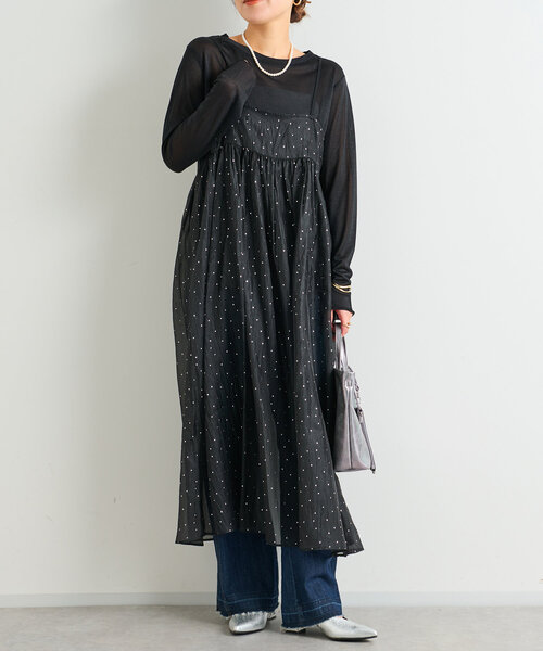 un dix cors（アンディコール）の「《ヘルシーな透け感》ラメシアーロンT（Tシャツ/カットソー・レディース・シルバー/ブラック/ベージュ・FREE）」の5枚目の写真