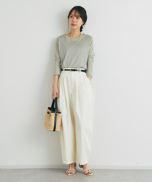 un dix cors（アンディコール）の「《ヘルシーな透け感》ラメシアーロンT（Tシャツ/カットソー・レディース・シルバー/ブラック/ベージュ・FREE）」の13枚目の写真