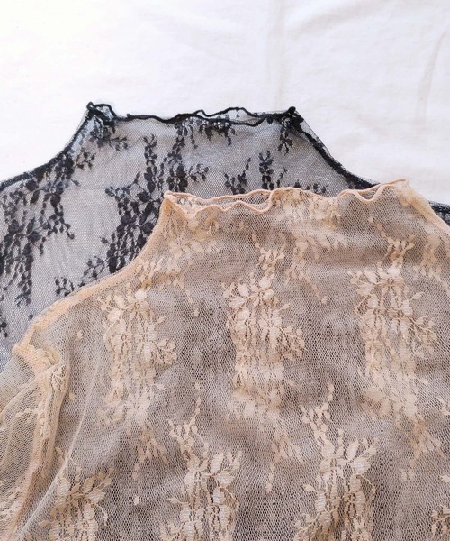 Q（キュー）の「レースインナー（Tシャツ/カットソー・レディース・モカ/ブラック・MEDIUM）」の3枚目の写真