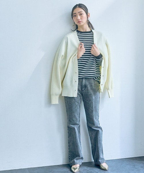 slattgir（スラットジール）の「高身長　綿混ゆったりシルエット長袖ボーダーカットソー（トールサイズ）（Tシャツ/カットソー・レディース・ブラック系/グリーン系/ネイビー系・4L～5L/LL～3L/M～Ｌ）」の18枚目の写真
